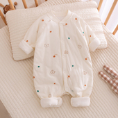 婴儿连体衣春秋季 纯棉A类新生宝宝哈衣爬服夹薄棉衣服家居服秋冬
