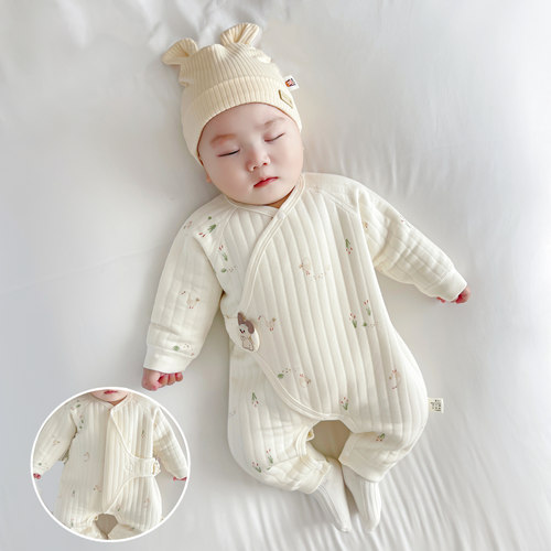 新生儿连体衣春秋冬男女宝宝薄棉