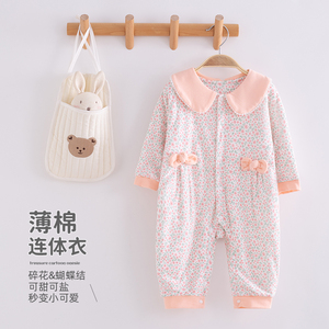特价婴儿连体衣服春秋冬季薄棉网红哈衣外出服女宝宝外穿夹棉洋气
