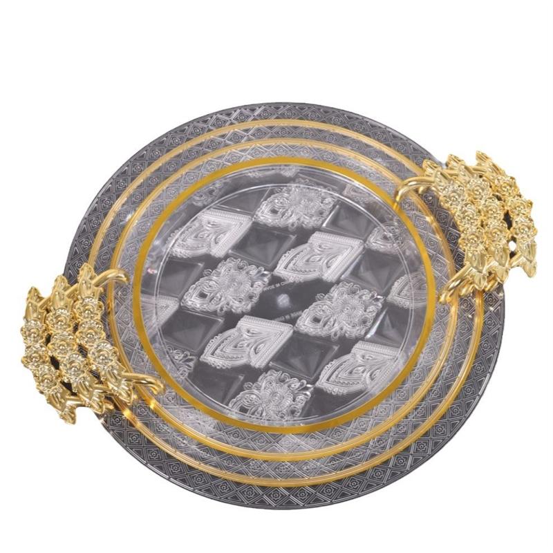 琥珀透明托盘家用餐厅茶盘茶杯杯子放茶几水杯圆形客厅餐盘套装