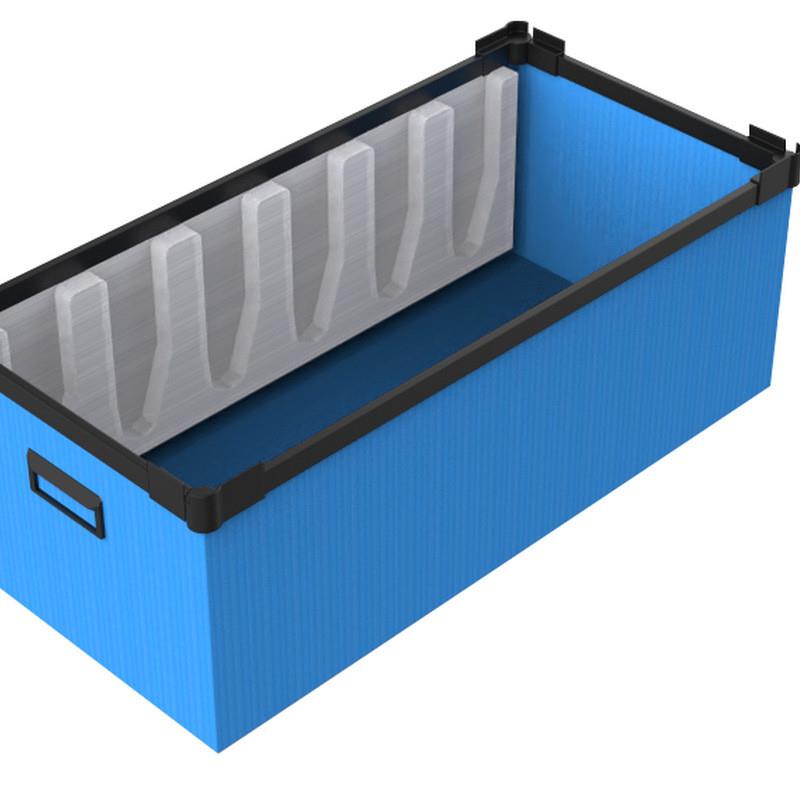 pp塑料中空板周转箱蓝色塑胶瓦楞板纸箱半包边箱箱万通板收纳骨架