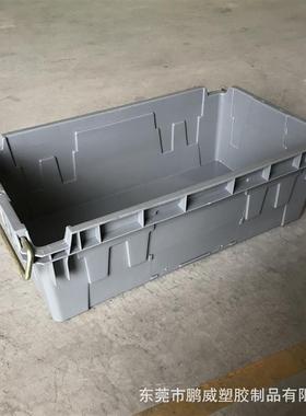 铁耳五金汽配塑料725*415*235mm灰色蓝色错位套叠铁耳箱周转箱