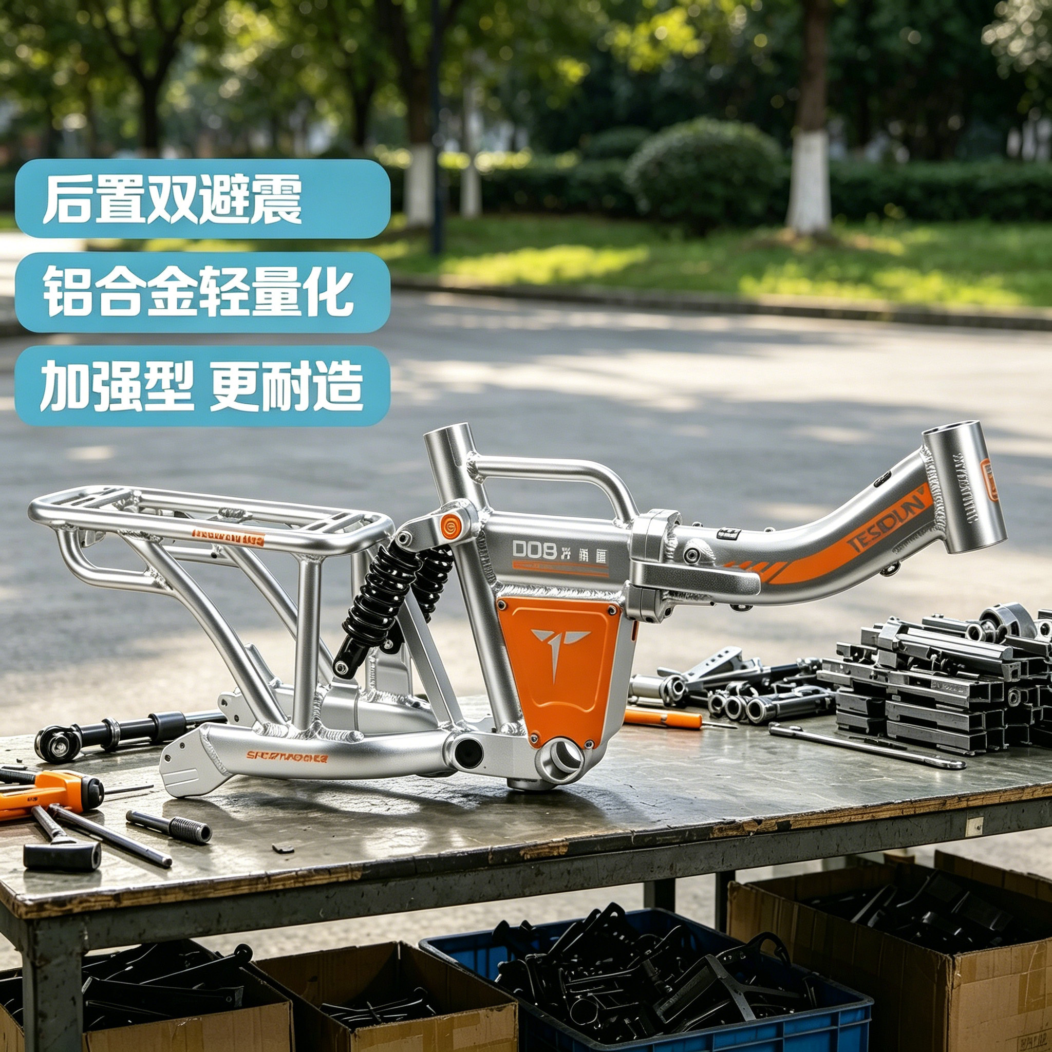 14寸折叠车架代驾专用折叠电动车铝合金车架整体无电瓶后置改装架