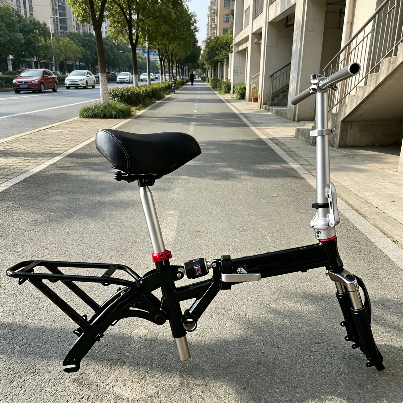 代驾专用折叠电动车铝合金车架无电瓶自行车后置改装架配件14寸