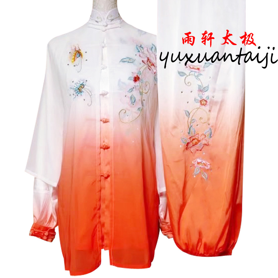 高档渐变刺绣花太极服
