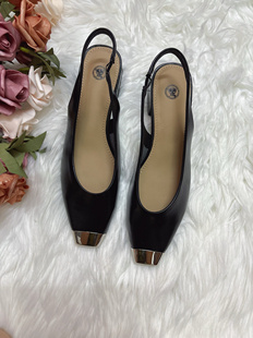 撤柜断码黑豹家正品超值百搭新款单鞋百搭方头法式粗跟女鞋