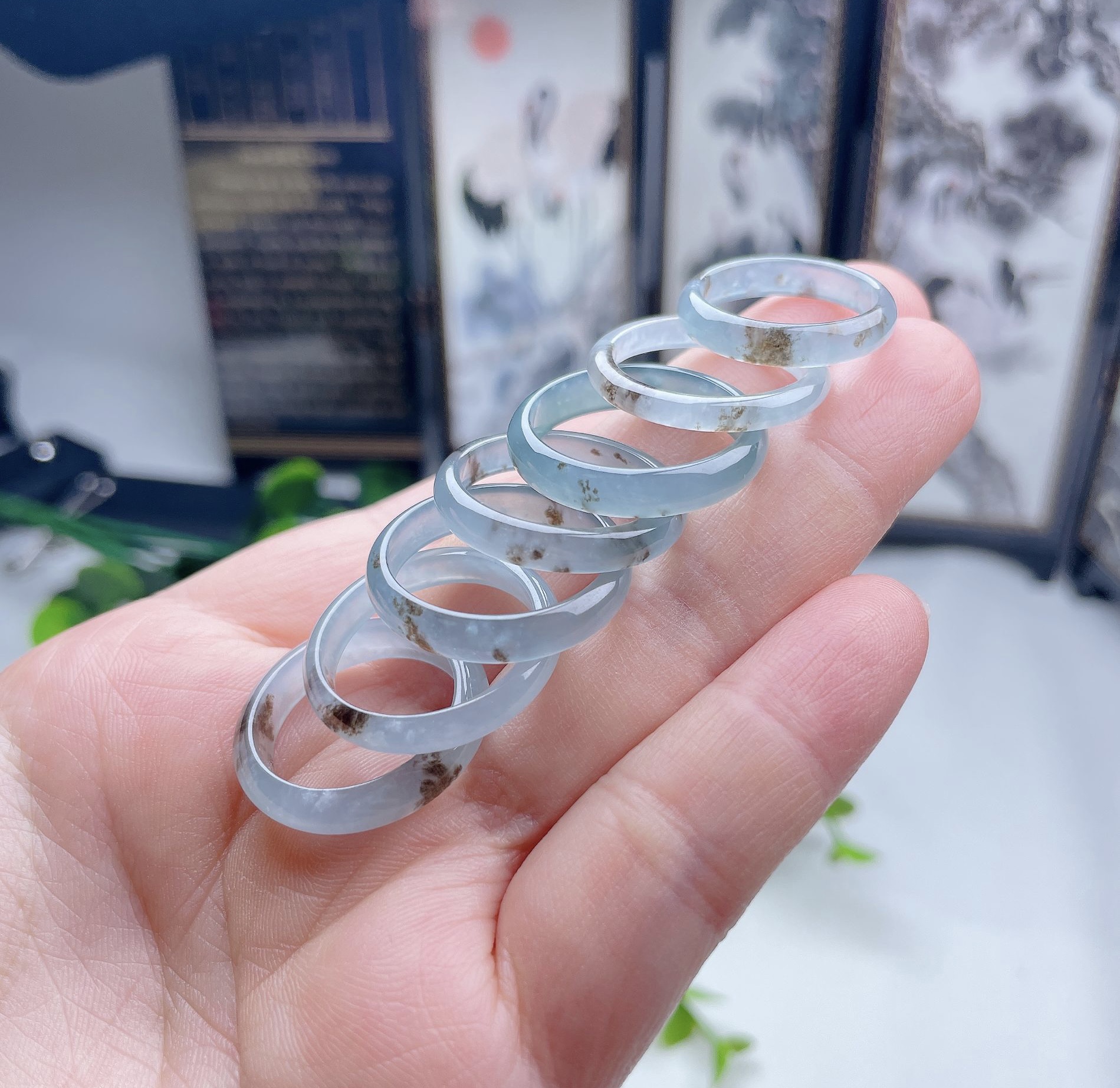 高冰晴翡翠洒金戒指A货老坑天然情侣指环飘花玫瑰金黄戒圈旺财