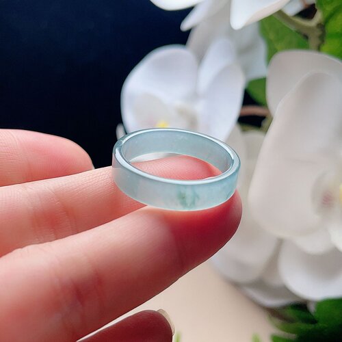 天然翡翠方戒指晴水绿飘花清新