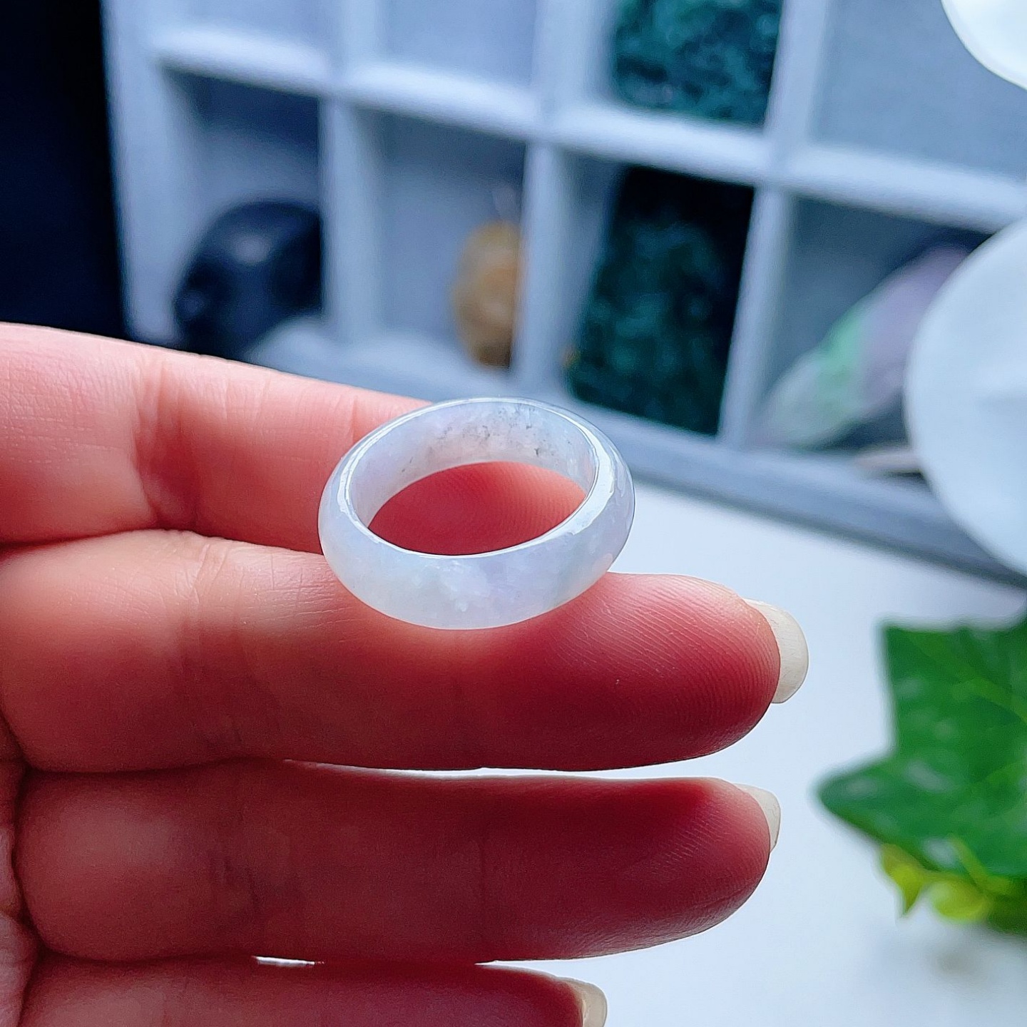 天然翡翠戒指乳白飘乌鸡意境清新