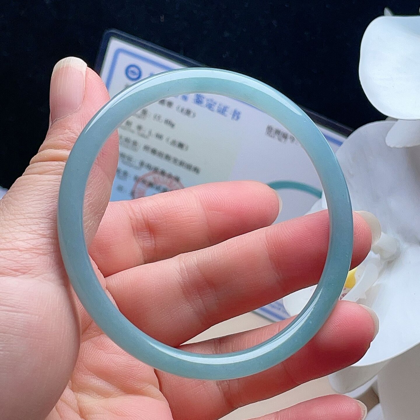 天然翡翠细条手镯晴水绿叮当镯