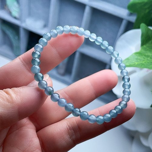天然翡翠小圆珠手链天空蓝晴水绿