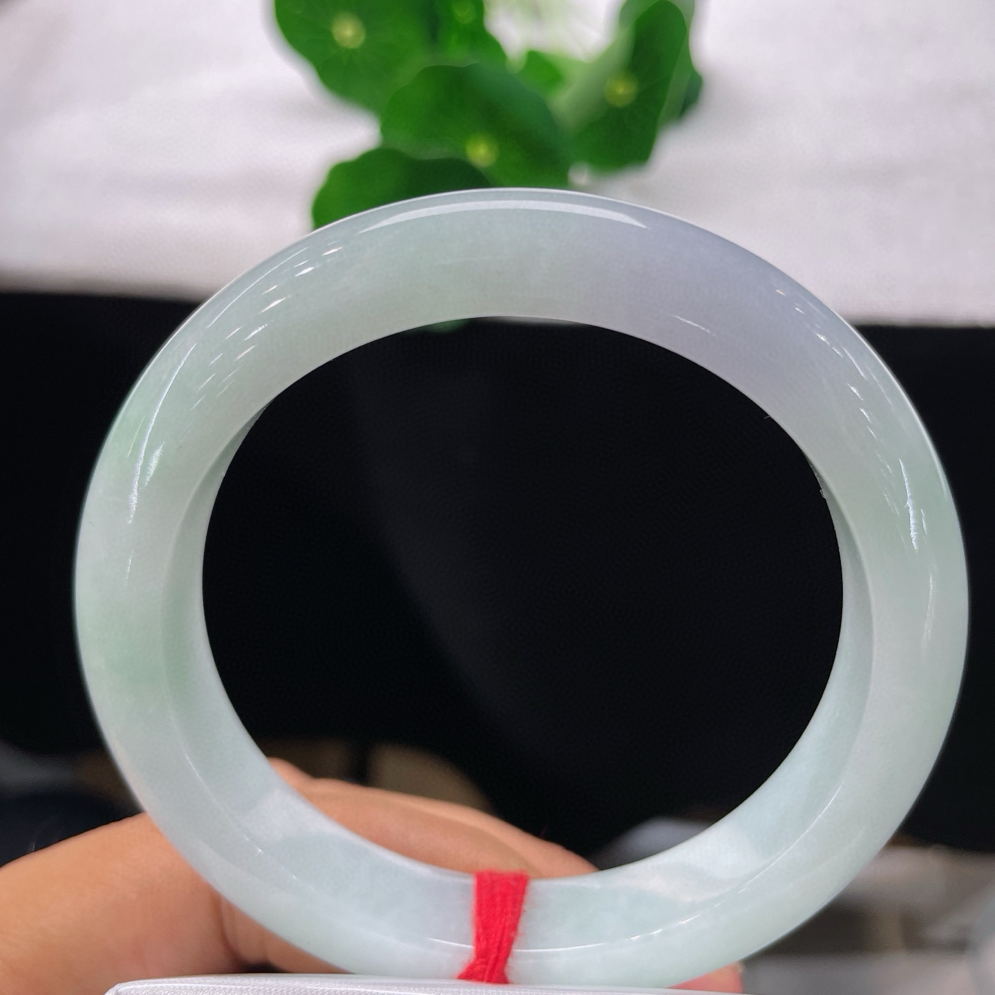 A货翡翠手镯冰糯种淡绿浅紫59mm缅甸天然老坑玉镯淡春彩渐变意境