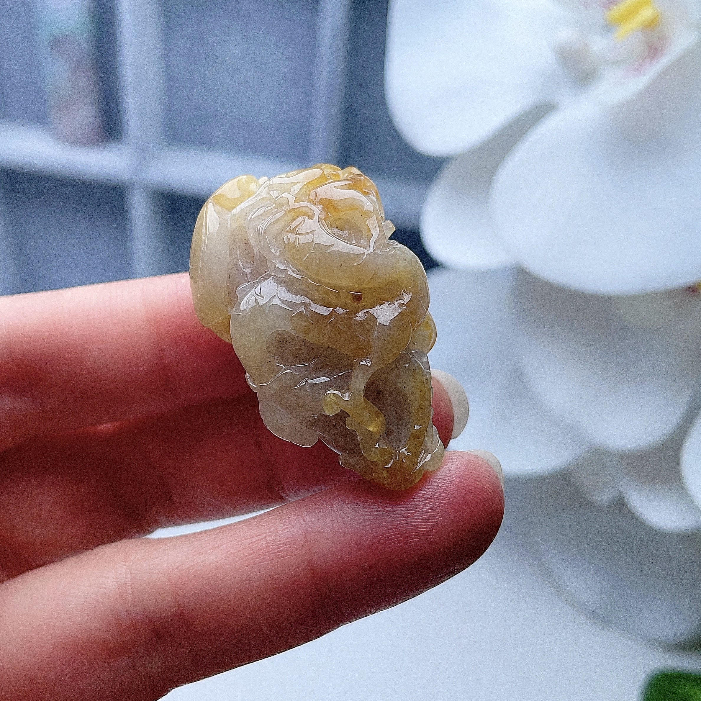 缅甸天然黄A货翡翠龙花生吊坠老坑玉如意生意兴隆玉坠金玉龙生肖