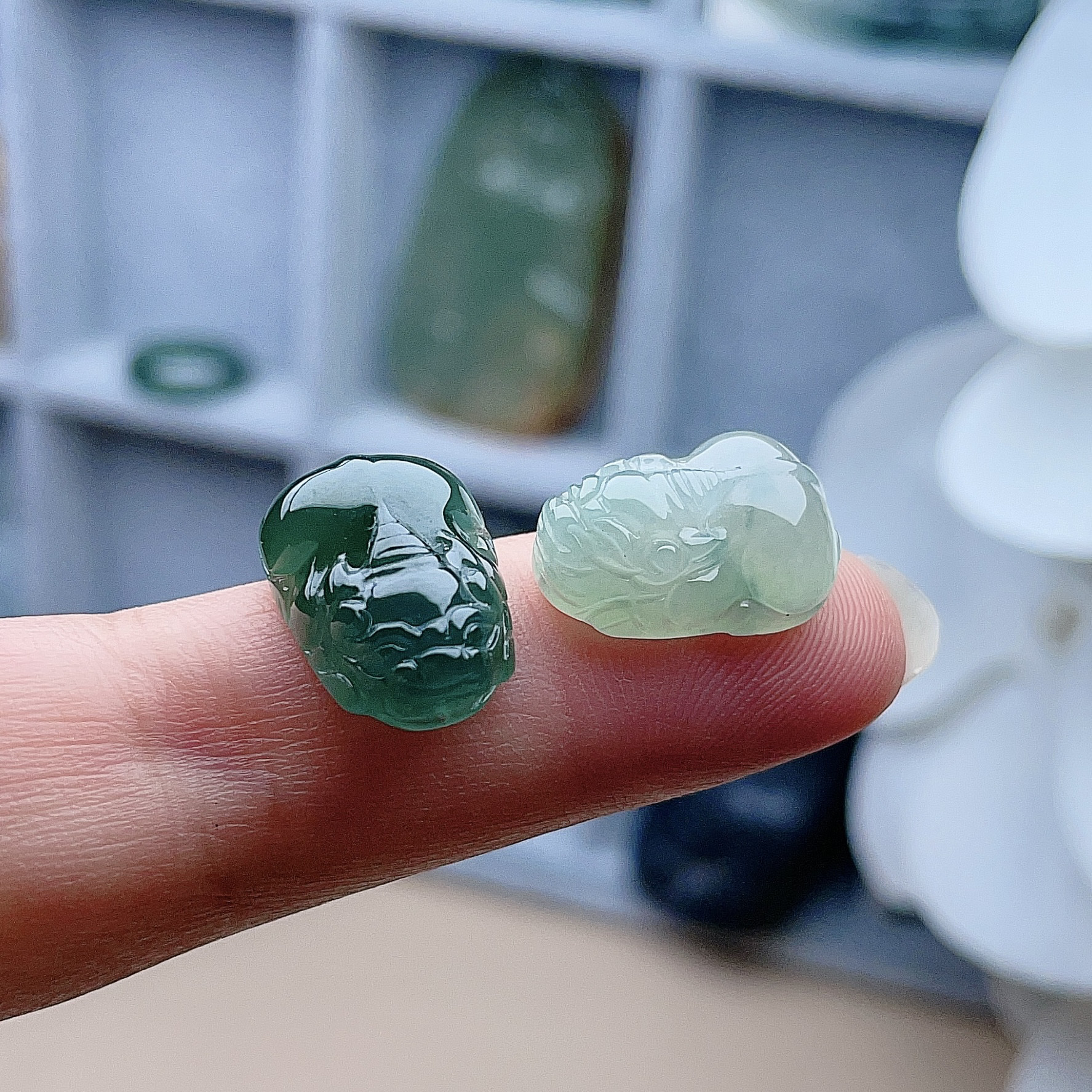 天然A货翡翠辣满绿迷你貔貅吊坠缅甸玉淡绿飘花小皮丘手链戒指坠