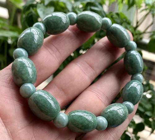缅甸A货翡翠满绿路路通手链天然老坑入财手持把玩手串一路通畅