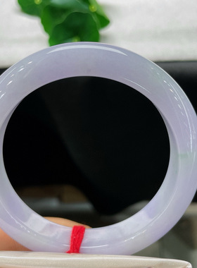 天然A货翡翠手镯淡紫浅绿59.7mm缅甸老坑淡春彩正圈意境玉镯