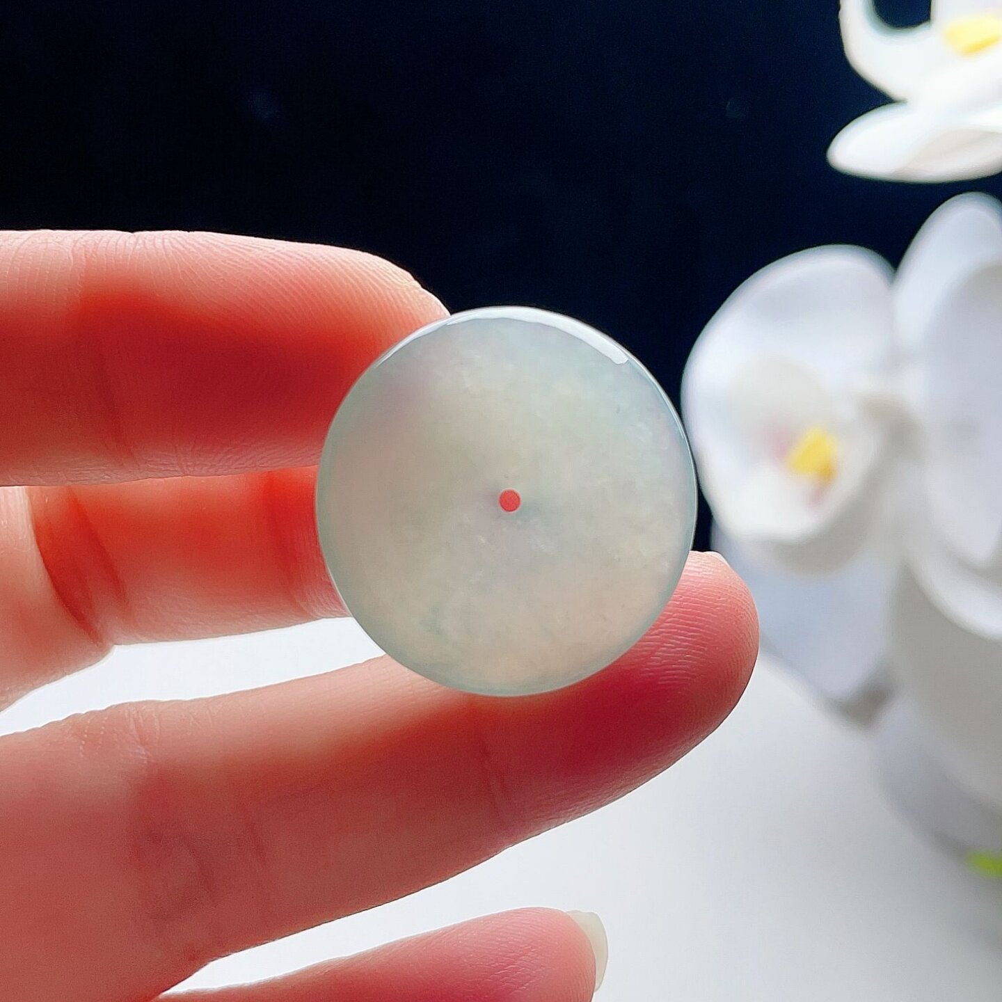 天然翡翠冰种平安扣甜水油绿飘花