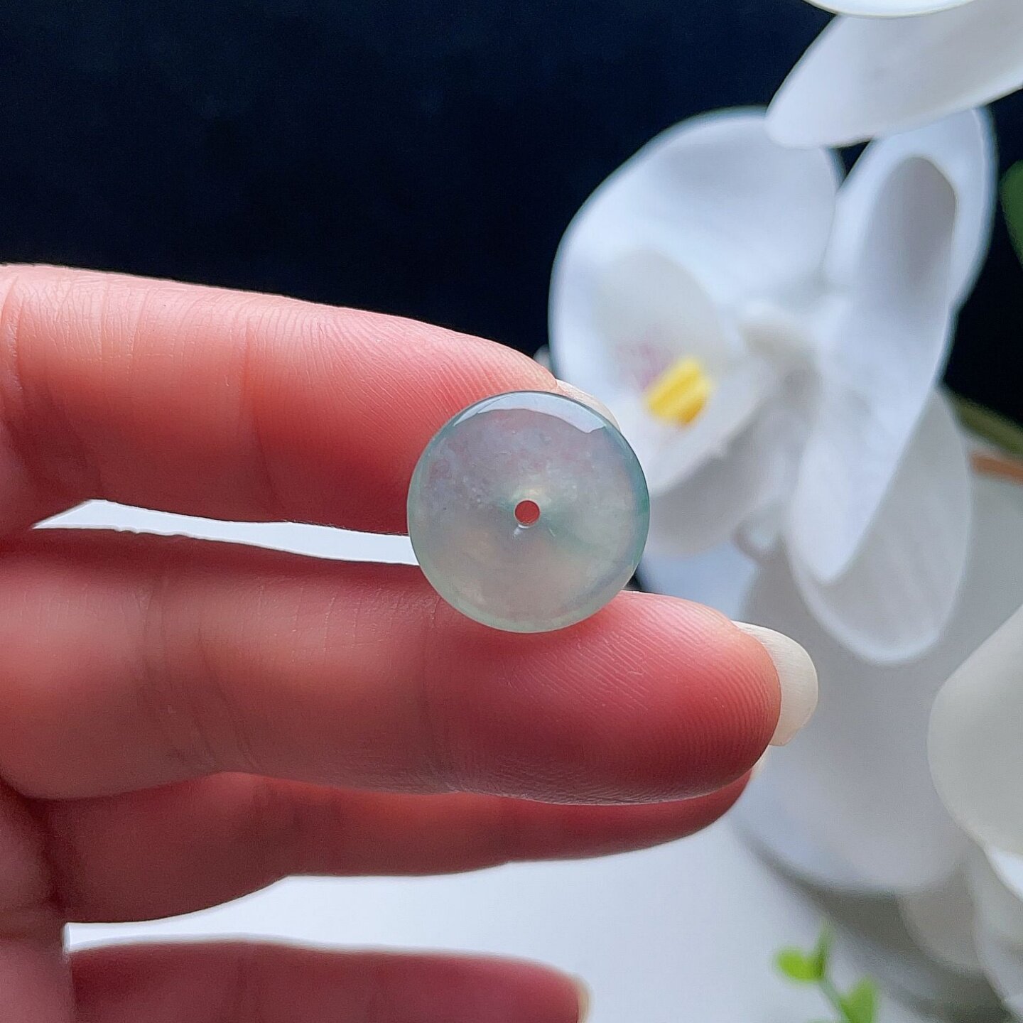 天然翡翠冰种小平安扣甜水绿飘花