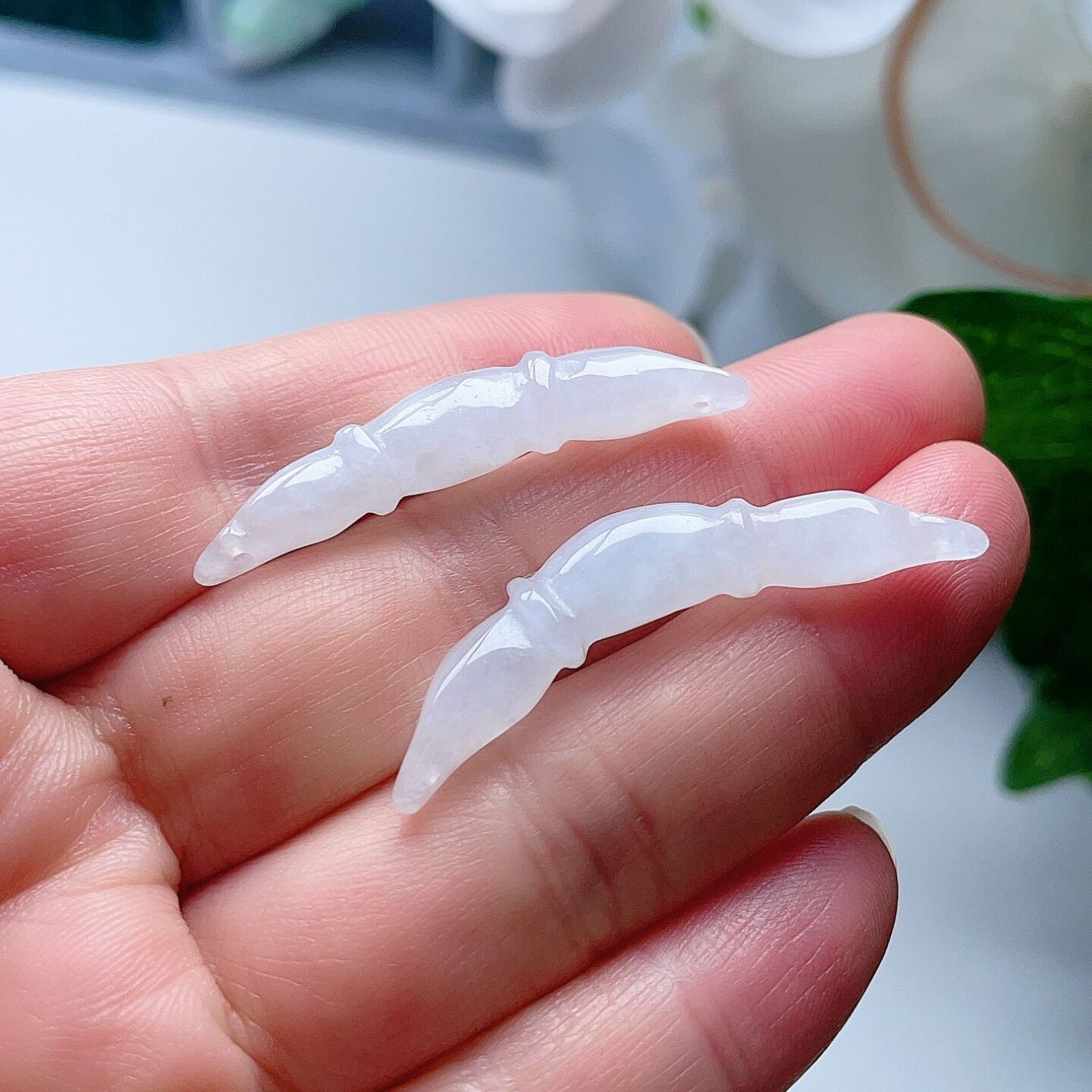 天然翡翠莲藕手链乳白好运连连