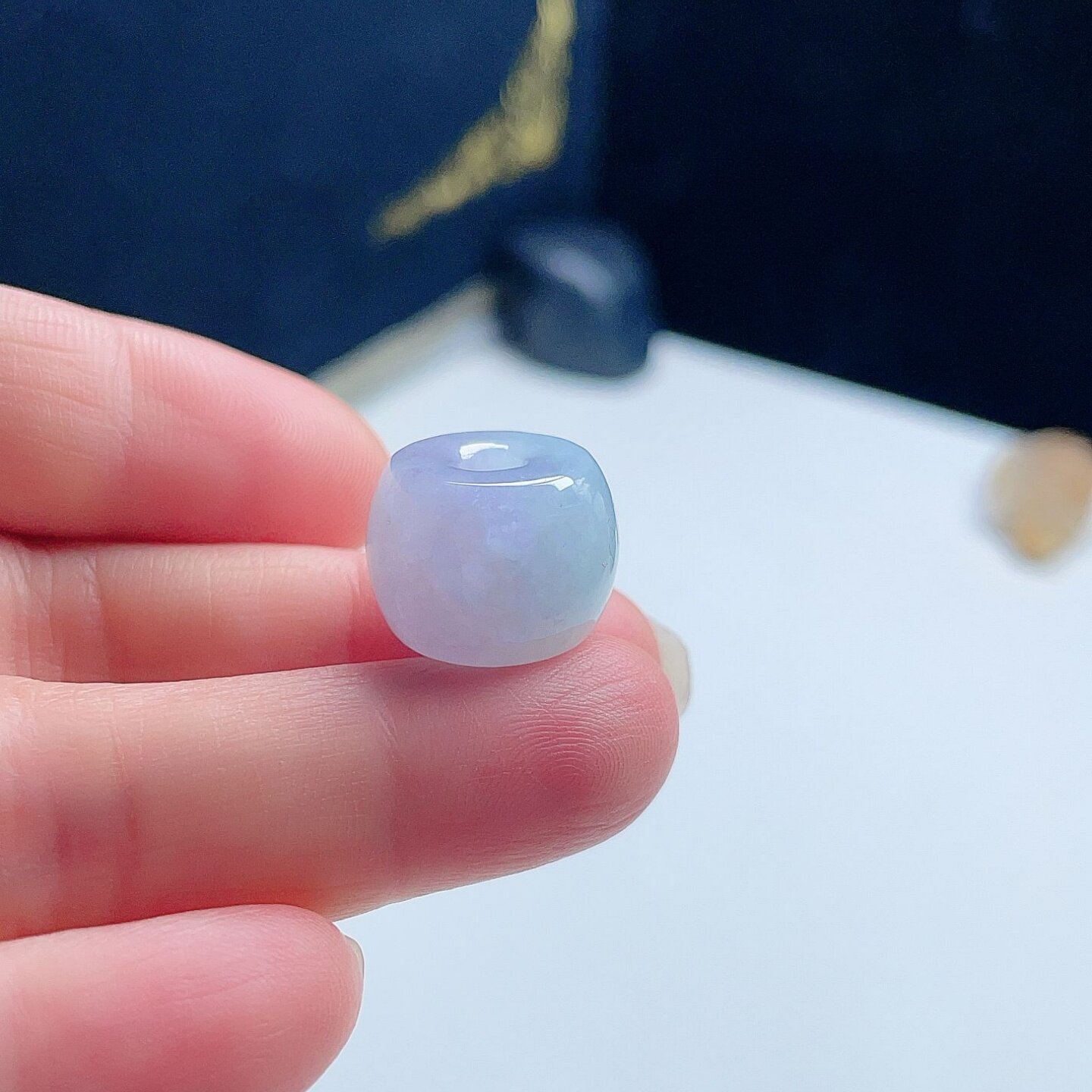 天然A货翡翠路路通吊坠淡紫晴底绿双彩缅甸老坑桶珠挂坠吉祥如意