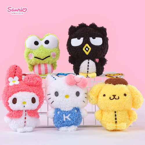 正版三丽鸥线条hellokitty美乐蒂布丁狗毛绒挂件钥匙扣包包小挂饰