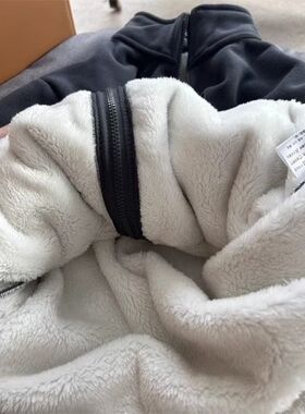 深灰色加厚保暖棉服外套冬季羊羔绒立领设计感宽松慵懒百搭卫衣女