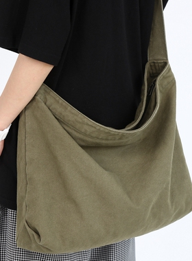 单肩包大容量慵懒风文艺简约帆布包布袋包休闲包包2023新款潮ins