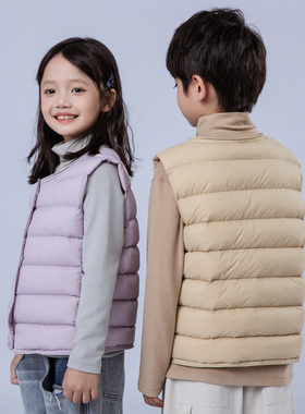 儿童羽绒马甲男童女童中大童宝宝白鸭绒坎肩学生轻薄款羽绒内胆潮
