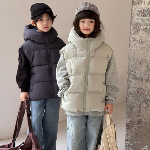 儿童羽绒马甲白鸭绒加厚坎肩