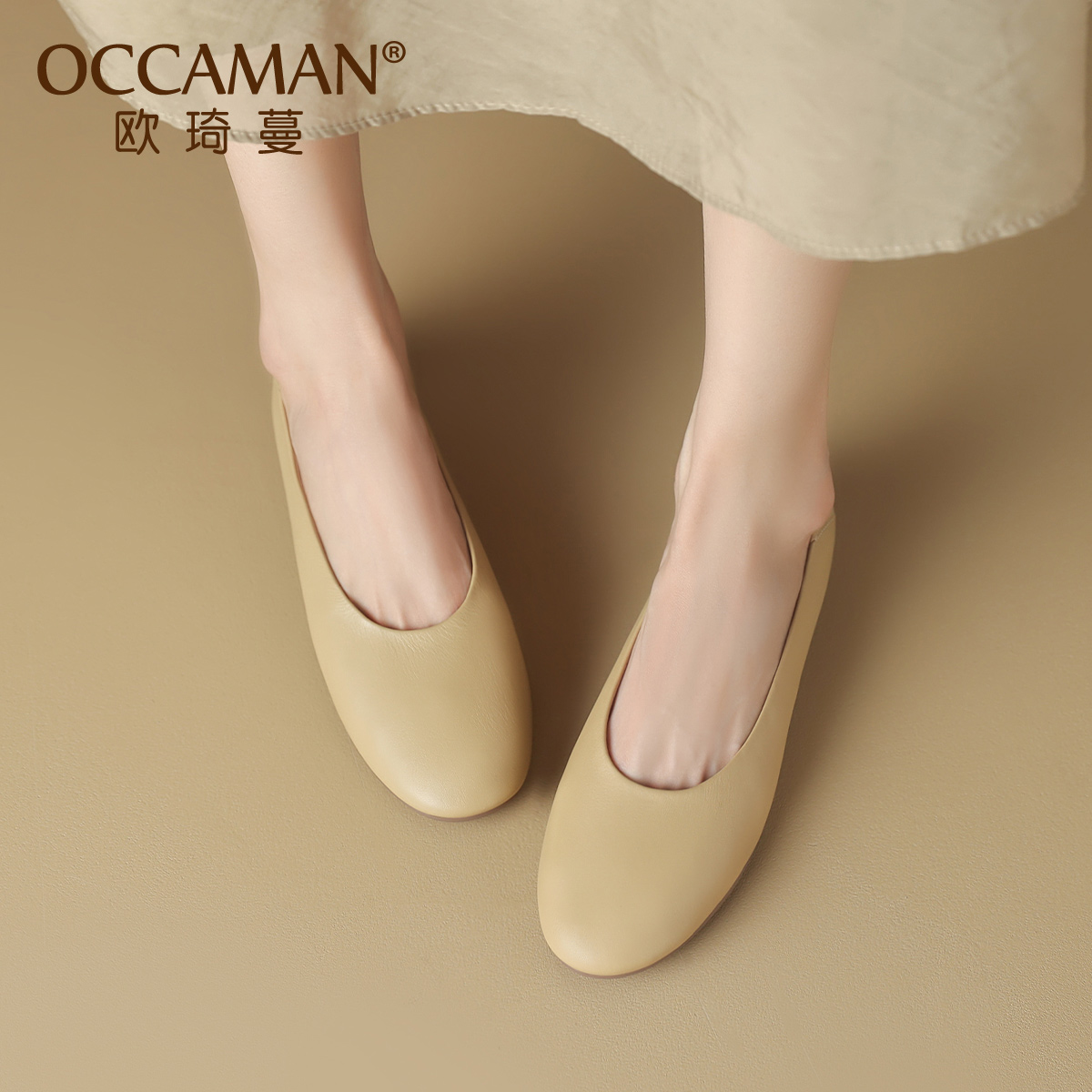 真皮浅口单鞋圆头小皮鞋