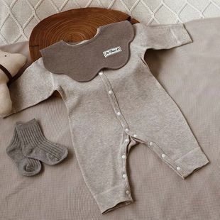 婴儿洋气连体衣纯棉婴幼儿春秋长袖爬服宝宝满月衣服新生儿哈衣潮