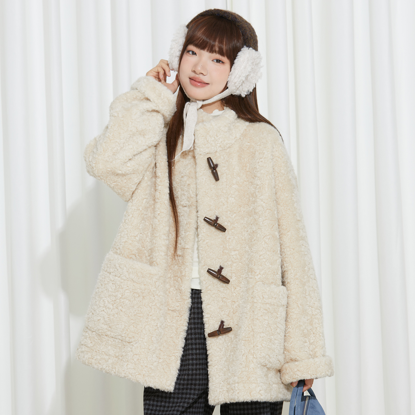 小女森女童冬装仿皮草外套儿童中长款牛角扣保暖加厚外穿毛毛大衣