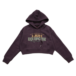 小女森女童冬季加绒卫衣儿童复古连帽短款显高中大童长袖外穿上衣