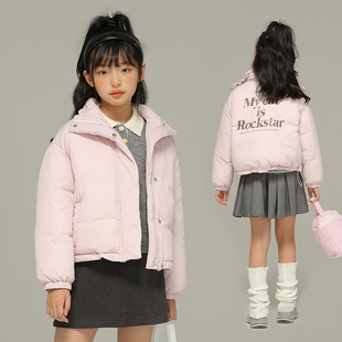 小女森女童秋冬嘻哈字母印花棉服中大童保暖潮牌衣服加厚挡风外套
