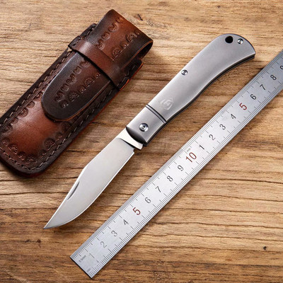 华匠坊 口袋刀无锁小刀 钛合金柄s35vn粉末水果刀