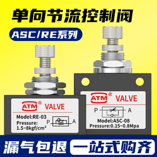 08气路流量可调节单向节流阀RE 气动ASC 06截流阀KLA