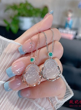 白玉髓佛纯银项链女小众百搭轻奢