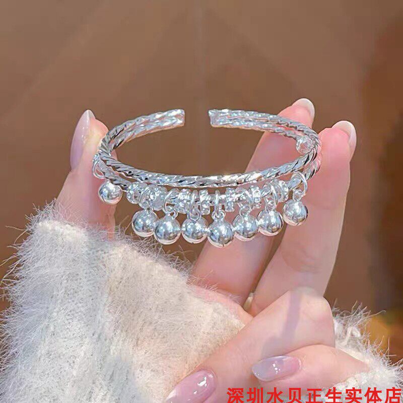郁金香铃铛纯银手镯女简约百搭