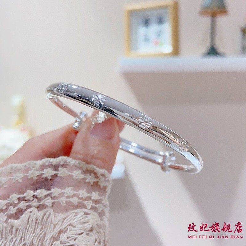 四叶草纯银手镯女简约百搭时尚