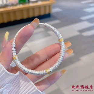 香港正生盘缠万贯纯银手镯足银9999女新中式描金卷草纹闭口银镯子