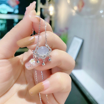 平安祥云如意锁铃铛女纯银项链