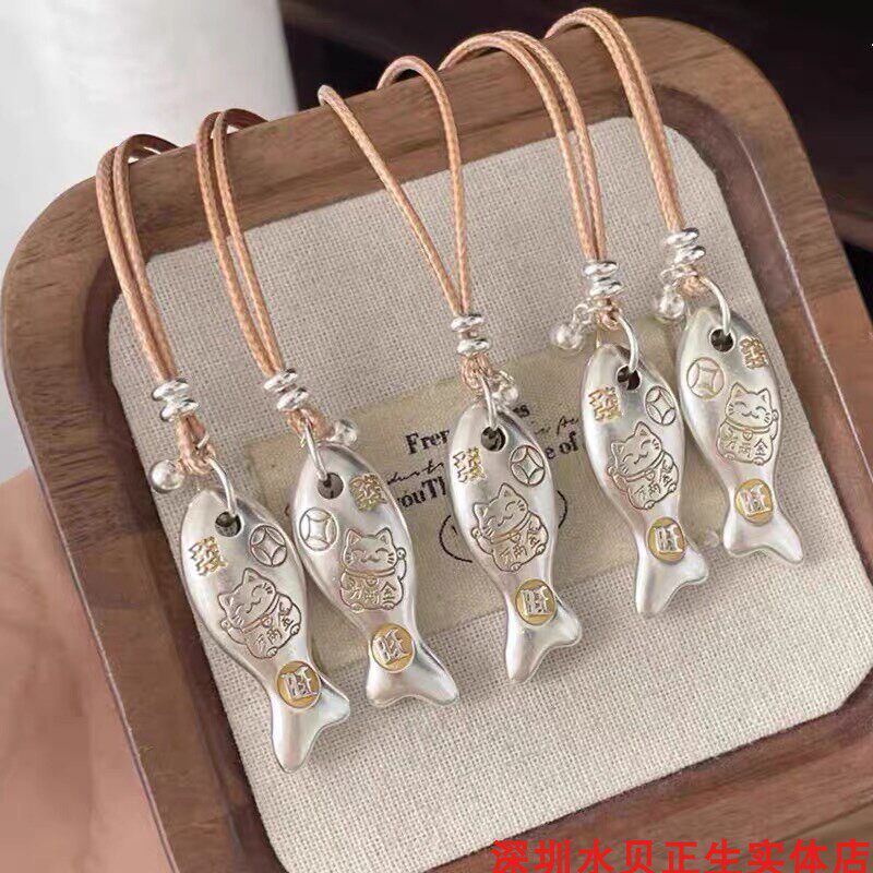 招财猫鱼纯银项链女百搭时尚轻奢