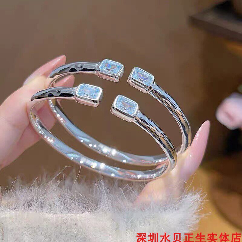方块纯银手镯女简约百搭网红