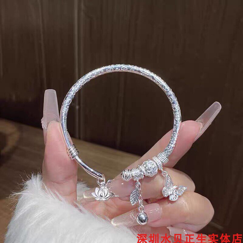 吉言蝴蝶纯银手镯女百搭时尚轻奢