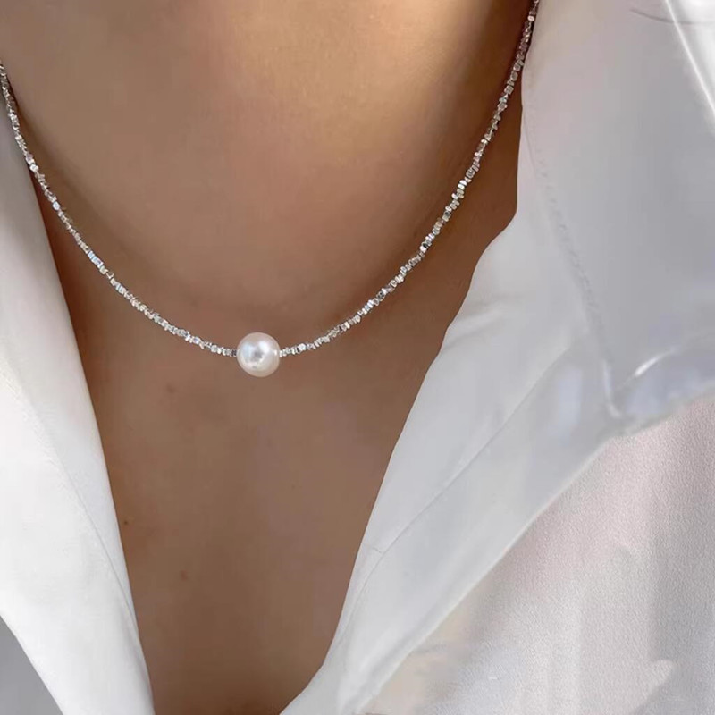 碎银珍珠纯银项链女个性时尚网红
