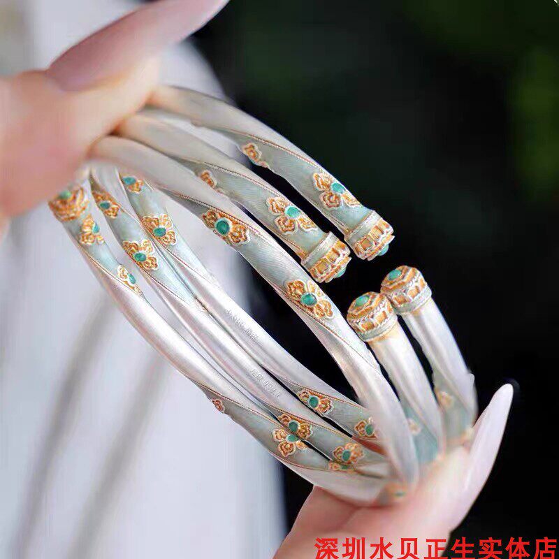 四叶草纯银手镯女百搭时尚轻奢