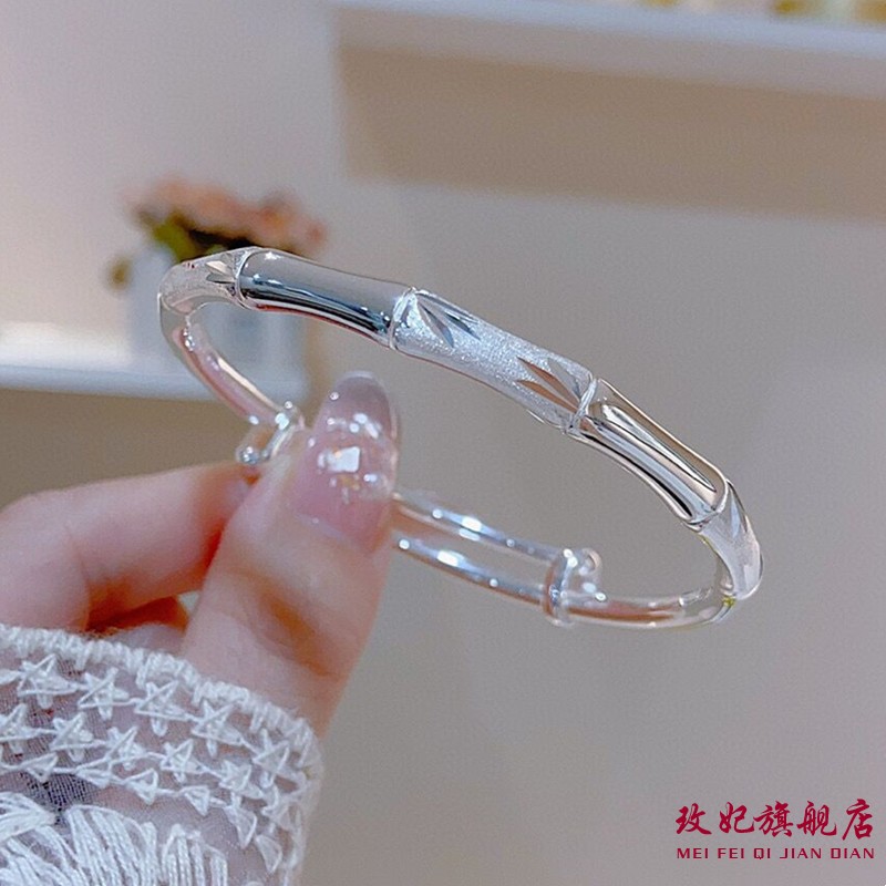 竹节纯银手镯女个性时尚气质网红