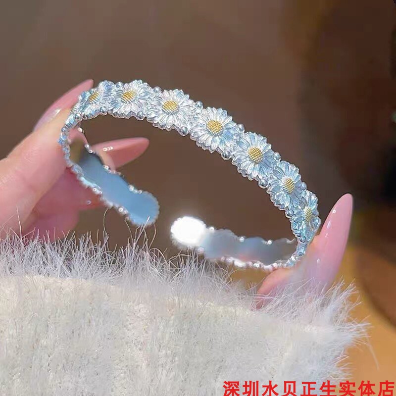 向日葵纯银手镯女个性简约百搭
