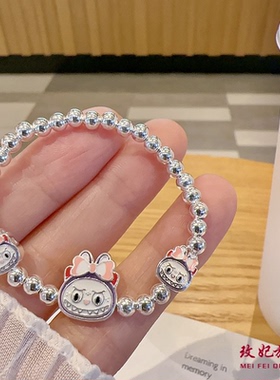 拉布布纯银手链女卡通时尚银手串