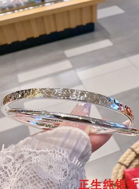 双环碎冰冰纯银手镯女时尚轻奢